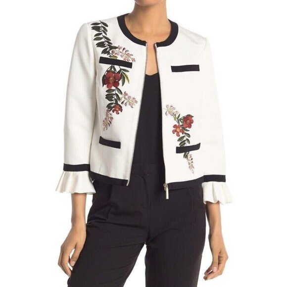 Ted Baker Jackets & Blazers - NWOT Ted Baker London Ruffle Cuff Embroidered Jacket Size 1 $395